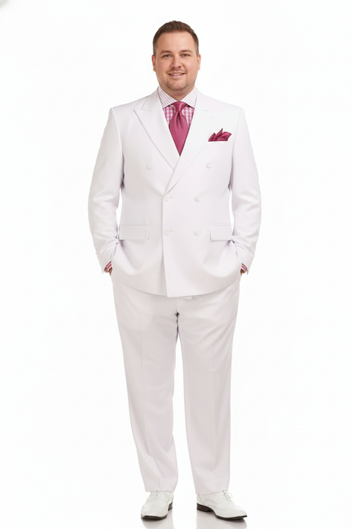 Mens White Double-Breasted 3-Piece Suit Set Premium Tailored Fit Formal Wedding and Evening Suit