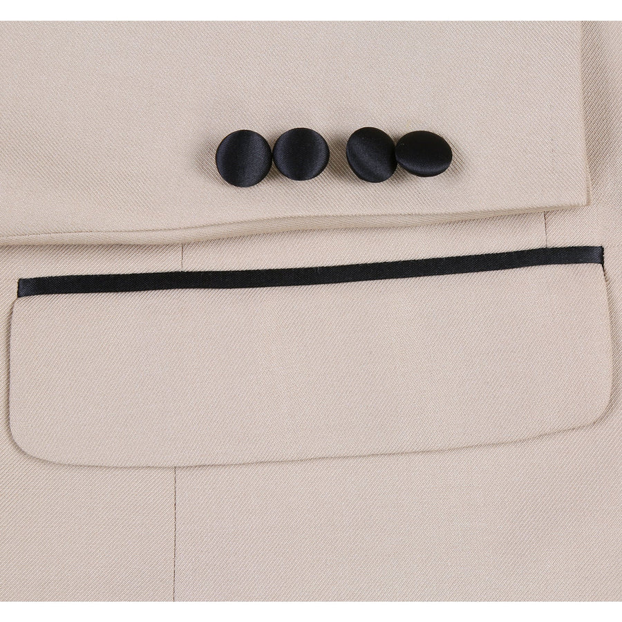 "Tan Slim Fit Shawl Collar Tuxedo - Traditional Men's Style"