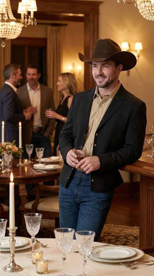 Mens Black Western Blazer Set β Cowboy Style Formal Jacket and Pants Outfit Country Western Suit