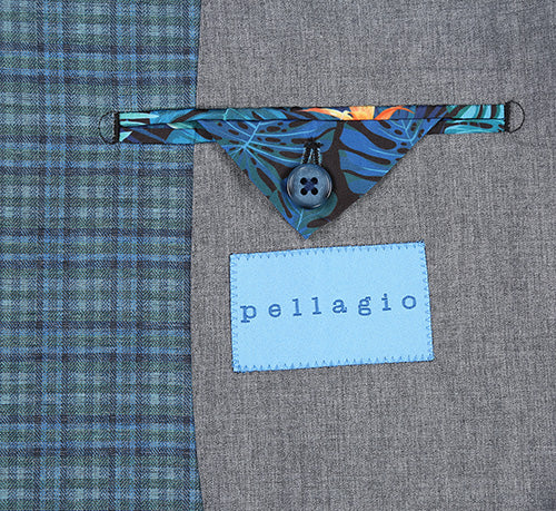 Half Canvas Slim Fit Blazer in Green Blue Check - 40R
