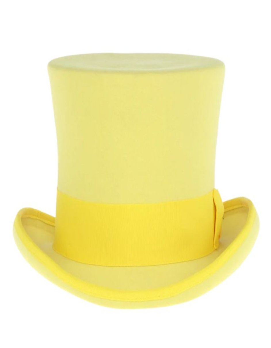 Victorian Steampunk Top Hat - 1800 19th Century - Dressy Loden Felt Top Yellow Hat - S