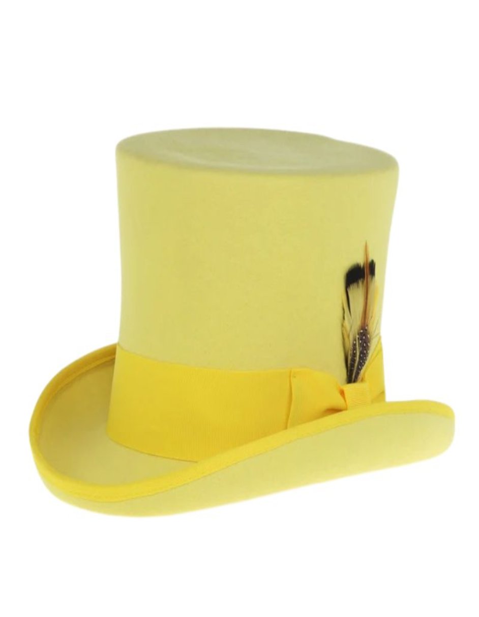 Victorian Steampunk Top Hat - 1800 19th Century - Dressy Loden Felt Top Yellow Hat - S