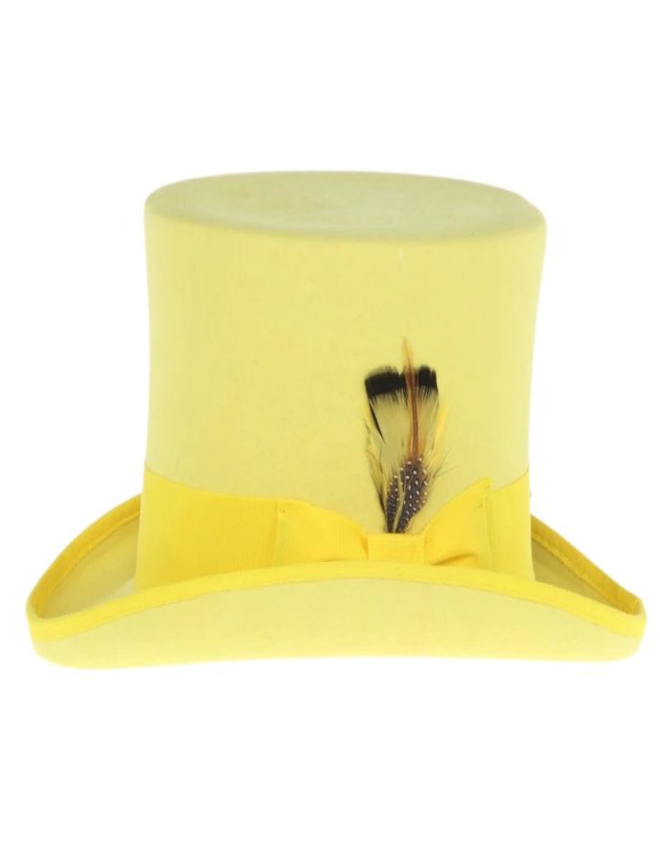 Victorian Steampunk Top Hat - 1800 19th Century - Dressy Loden Felt Top Yellow Hat - S