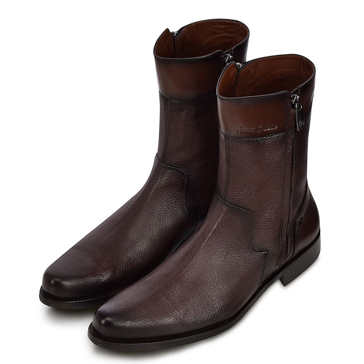 Deer Double Zipper Dress Boot - Brown
