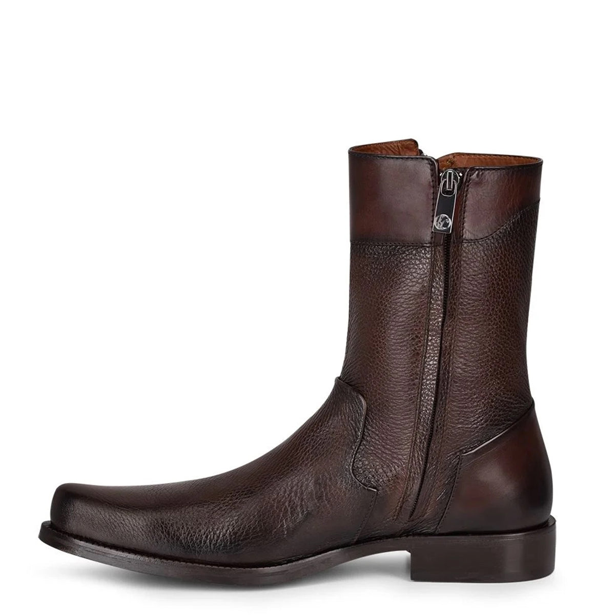 Deer Double Zipper Dress Boot - Brown