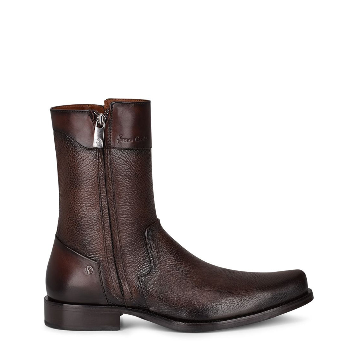 Deer Double Zipper Dress Boot - Brown