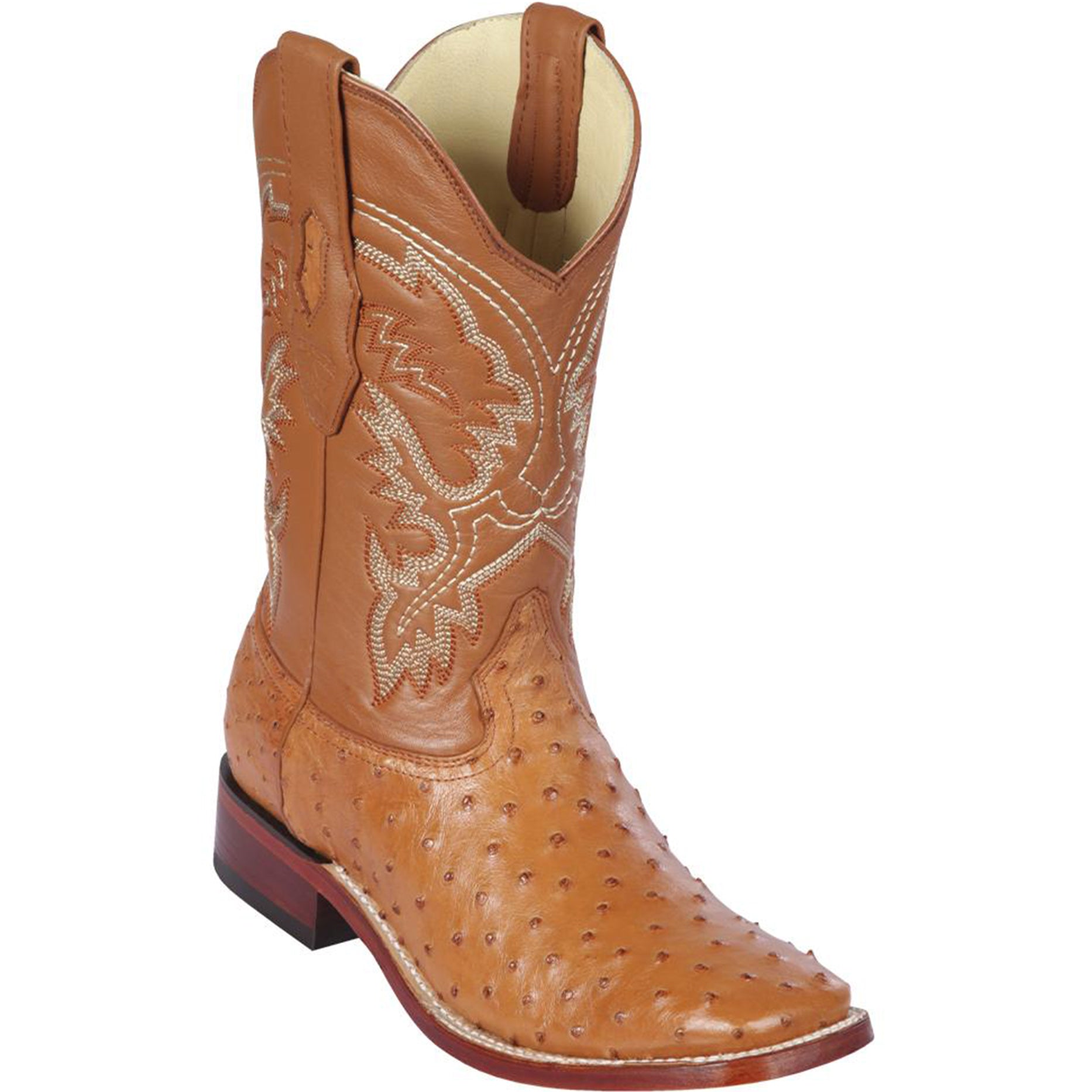 Honey Ostrich Square Toe Boots - EE