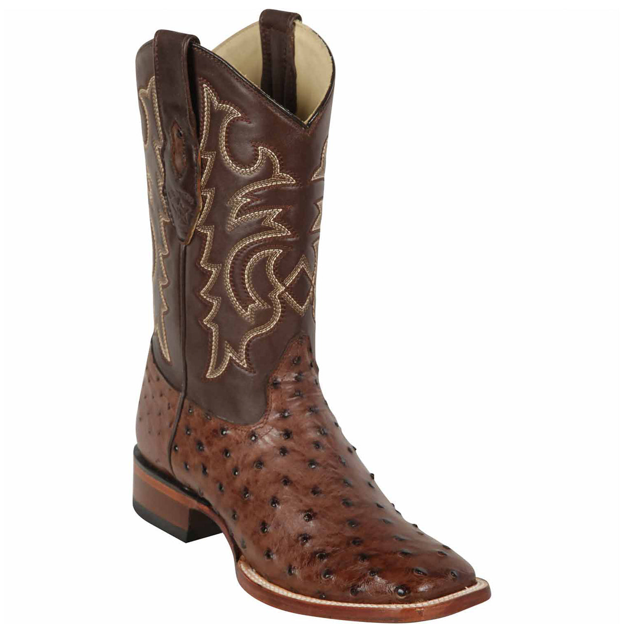 Kango Brown Ostrich Square Toe Boots - EE