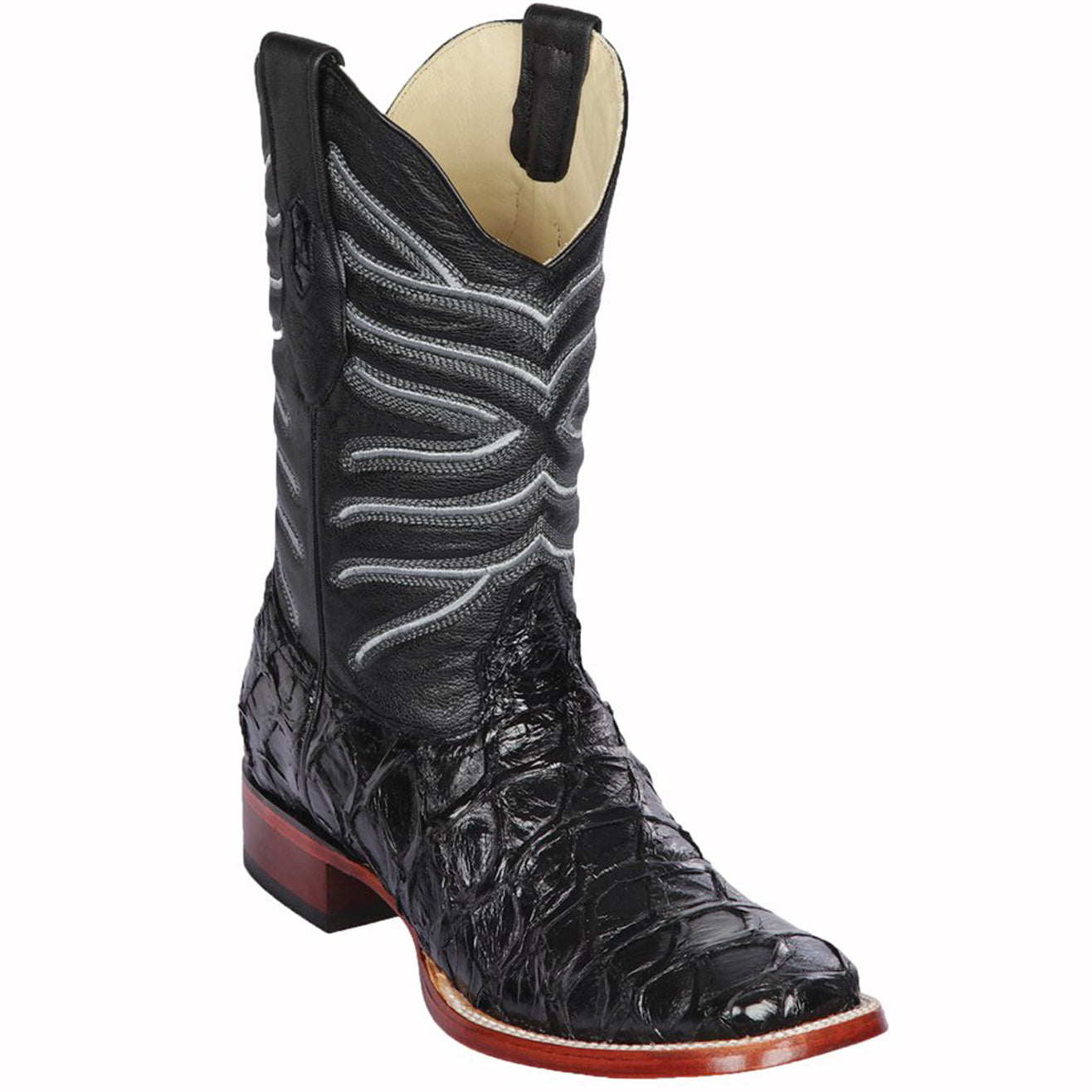 Black Pirarucu Fish Cowboy Boots - EE