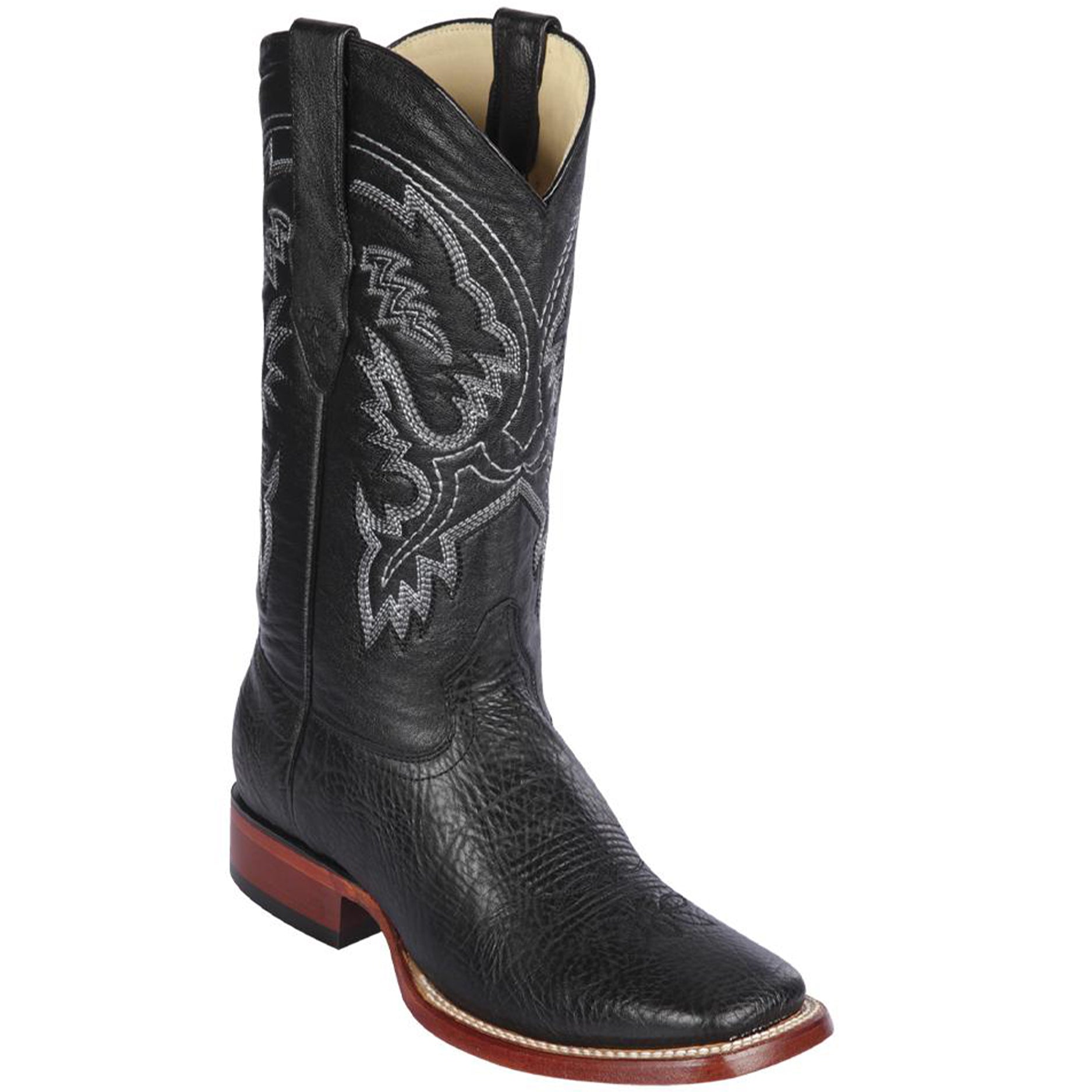 Bull Shoulder Black Square Toe Cowboy Boots - EE