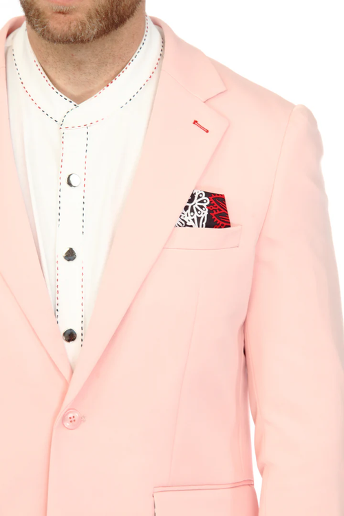 Cotton Suit - Summer Stretch Fabric - Mens Cotton-Stretch Fashion Suit Pink S9010