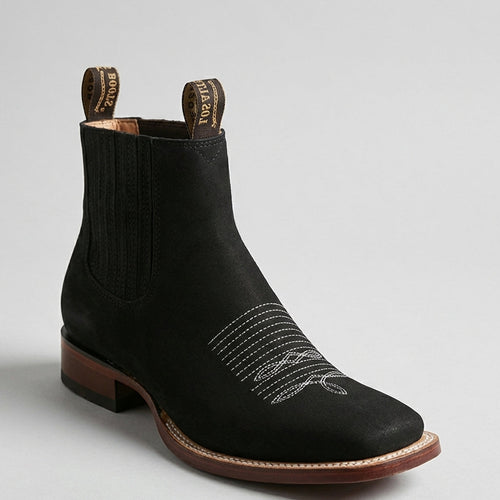 Mens Los Altos Boots Nubuck Black Chelsea Boots Square Toe - Black