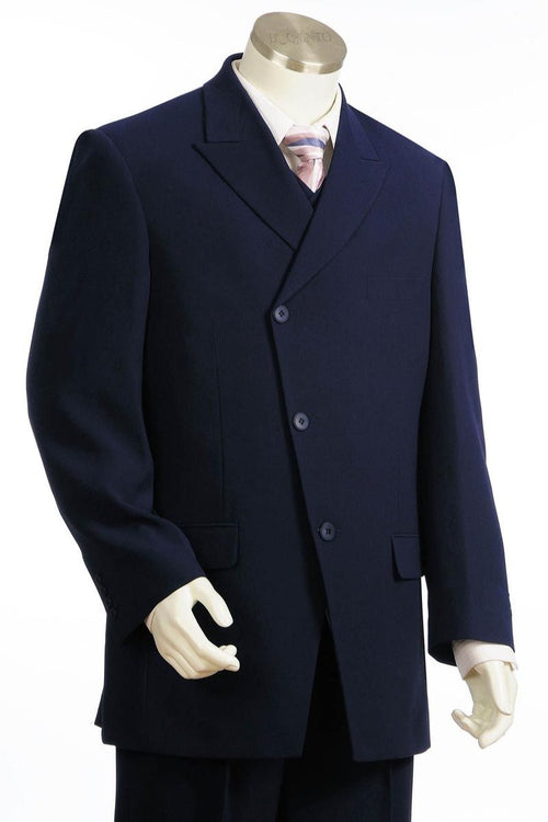 Canto Men's 3 Piece Microfiber Slanted Closure Fashion Suit