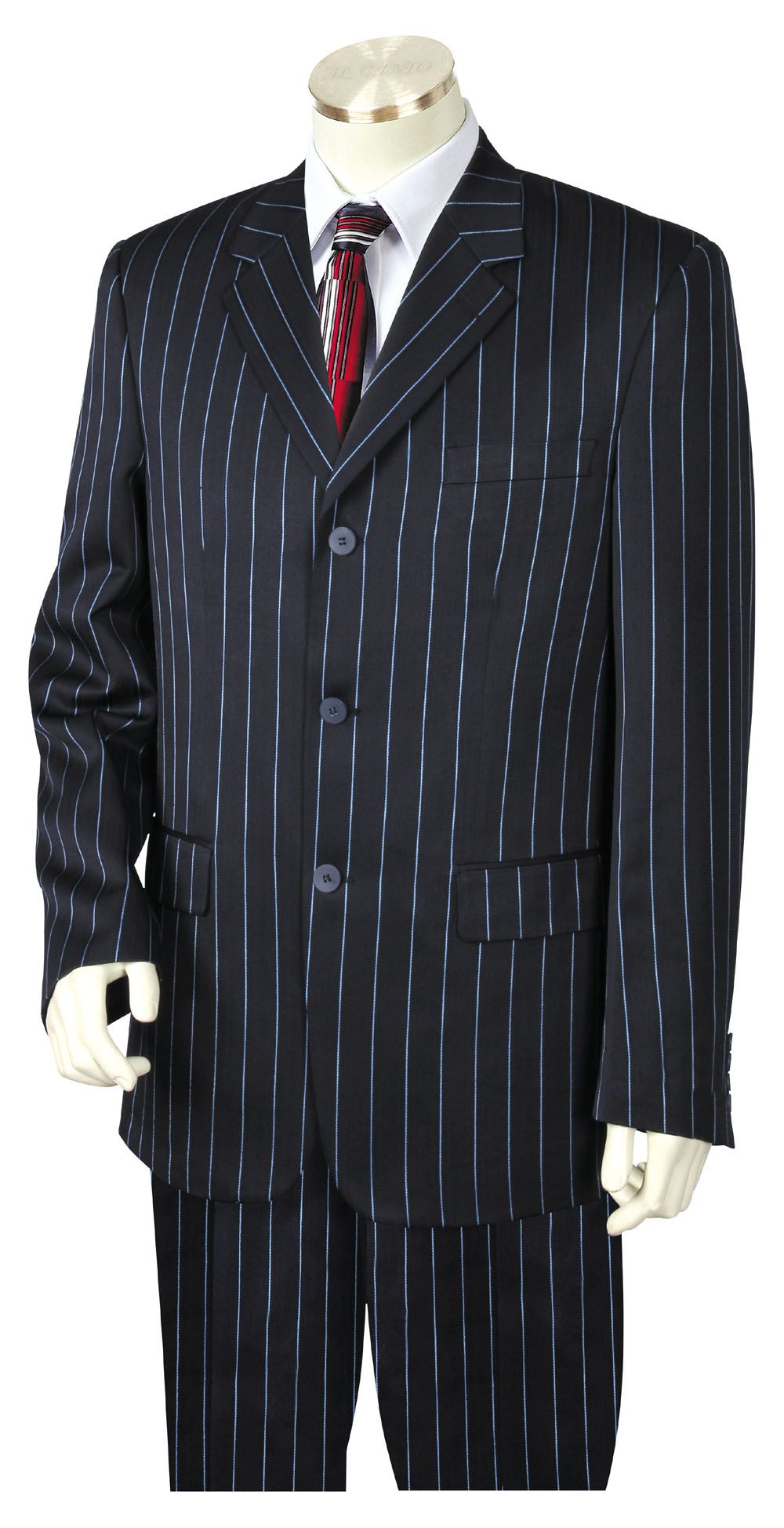 Canto Men's 3-Piece Microfiber Pinstripe Suit Fashionable & Bold - 38 Short Jacket+32 Waist Adjustable 28to34)(Height: 5 4 to5 7 )(Neck 15-16.5)S-M)