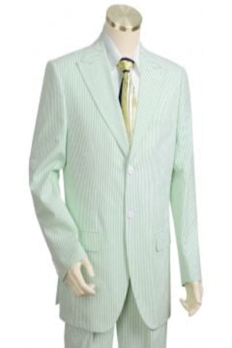 Canto Men's Seersucker 2 Piece Suit 100% Cotton Peak Lapel - 38 Short Jacket+32 Waist Adjustable 28to34)(Height: 5 4 to5 7 )(Neck 15-16.5)S-M)
