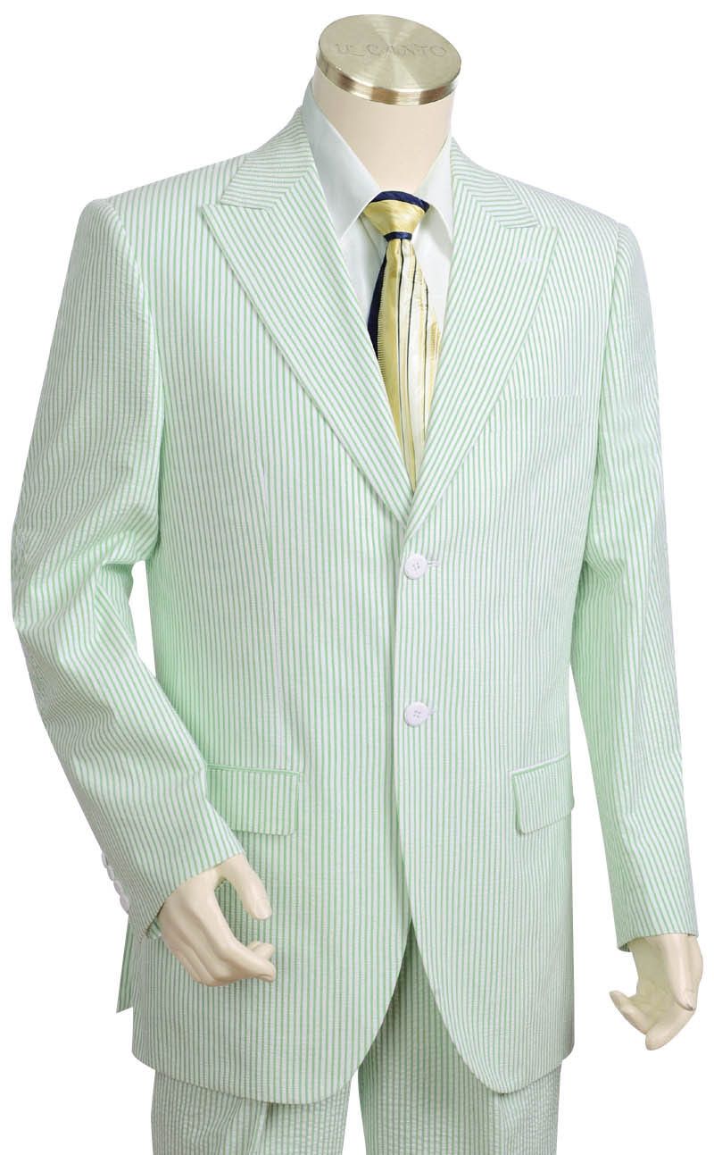 Canto Men's Seersucker 2 Piece Suit 100% Cotton Peak Lapel - 38 Short Jacket+32 Waist Adjustable 28to34)(Height: 5 4 to5 7 )(Neck 15-16.5)S-M)