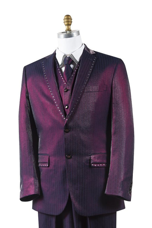 Canto Men's 3-Piece Rhinestone Accented Fashion Suit