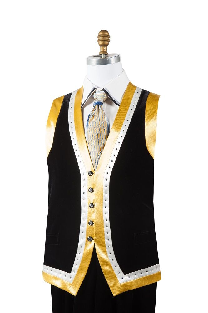 Canto Men's 2-Piece Velvet & Satin Vest Set - Bold Colors
