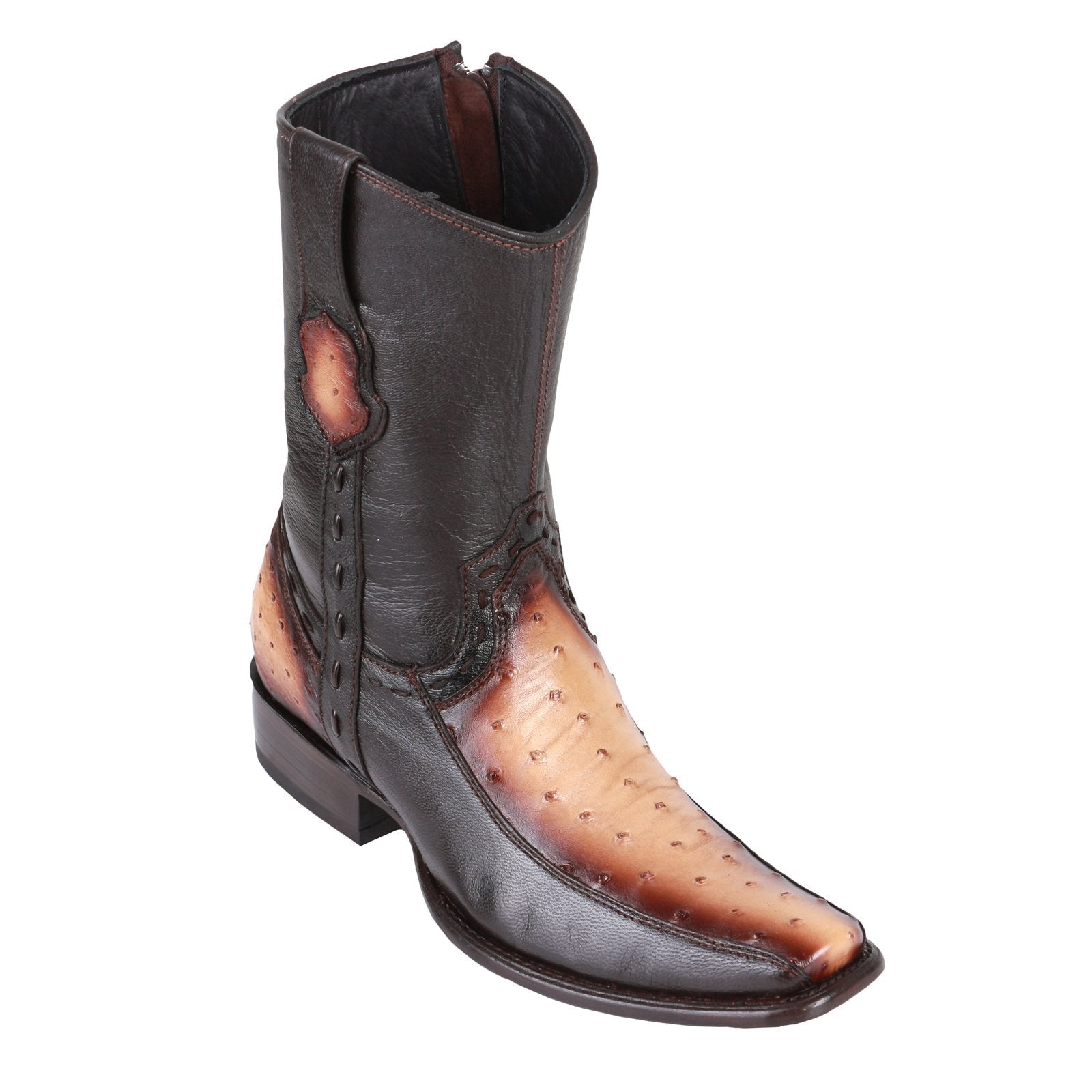 King Exotic Men's Ostrich & Deer Boots Faded Oryx - H79BF Dubai Toe - EE