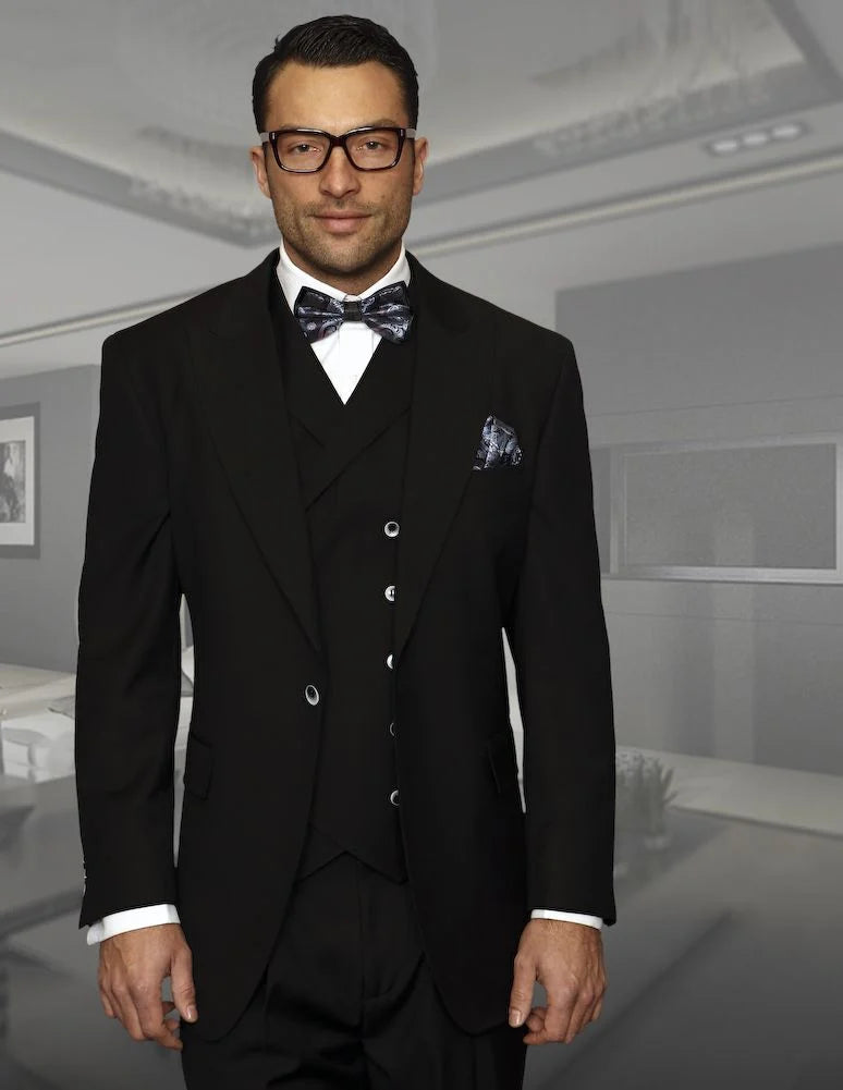 Statement Men's 100% Wool Double Breasted Suit Vest Quality Craftsmanship - 38 Short Jacket+32 Waist Adjustable 28to34)(Height: 5 4 to5 7 )(Neck 15-16.5)S-M)