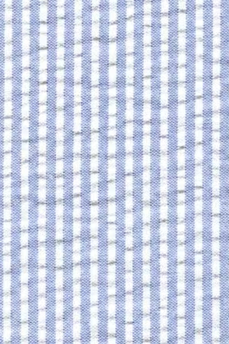 "Modern Fit Men's Seersucker Suit 2PC - Blue Pinstripe Summer" - 36 Short