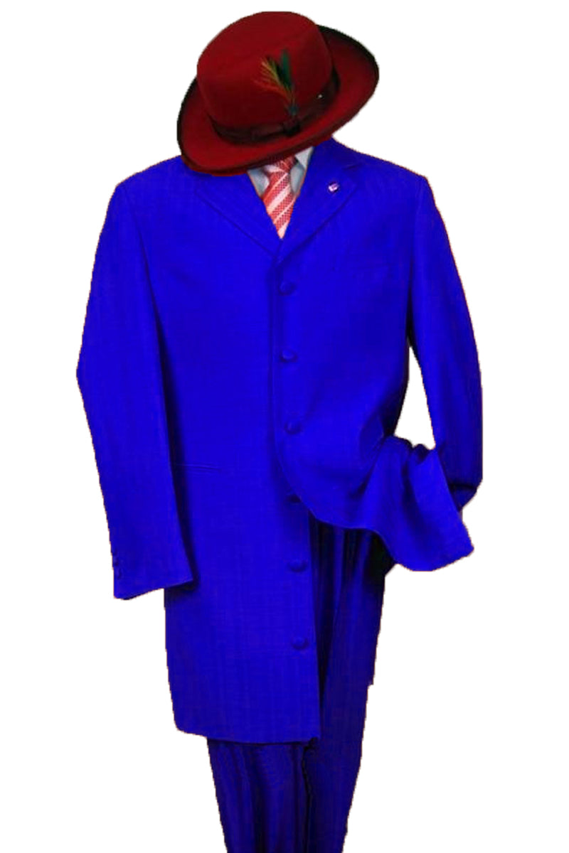 "Royal Blue Men's Classic 2PC Long Zoot Suit - Fashionable Elegance" - 38 Long