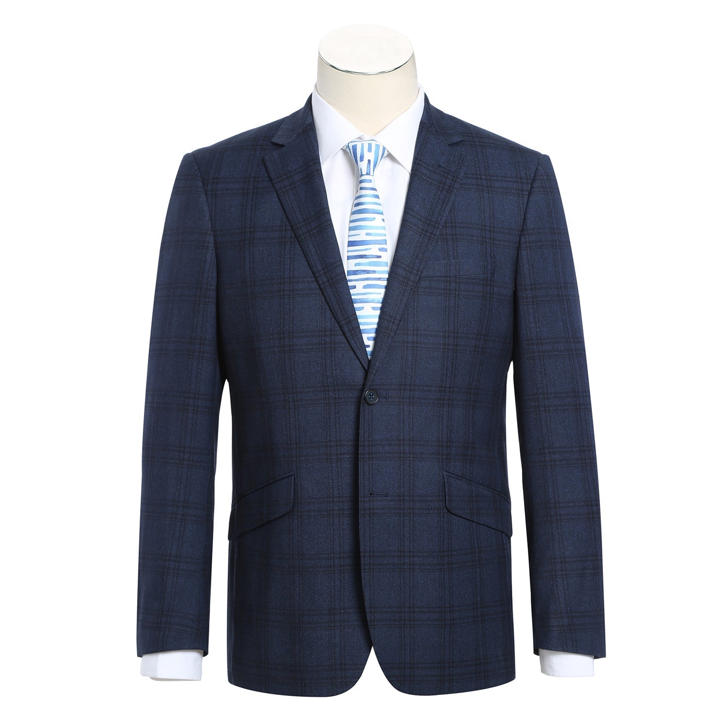 293-21 Men's Slim Fit Stretch Checked Suits - 38Lx32W