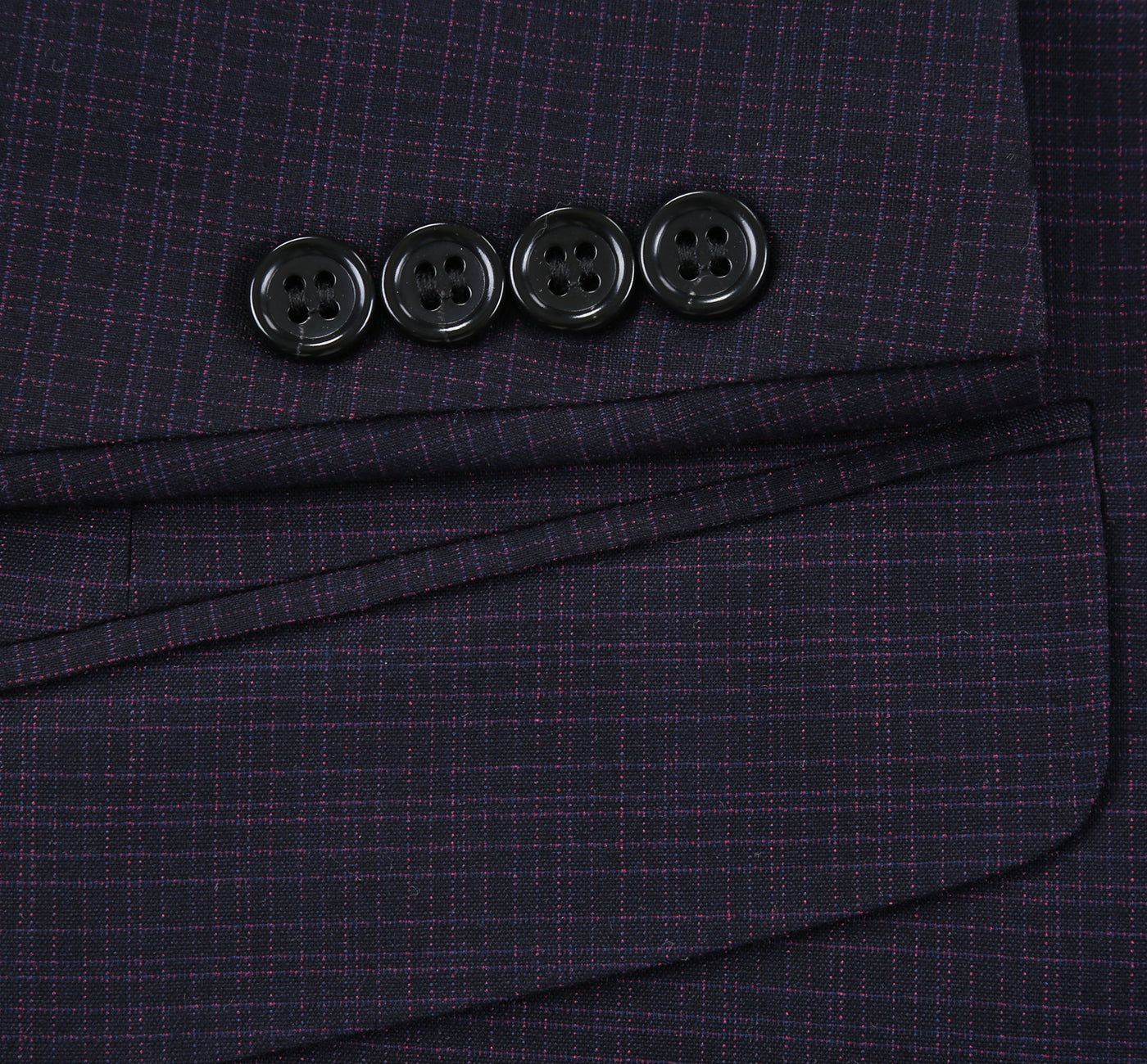 293-13 Men's Classic Fit Single Breasted Black Micro Check Notch Lapel Suits - 38Lx32W