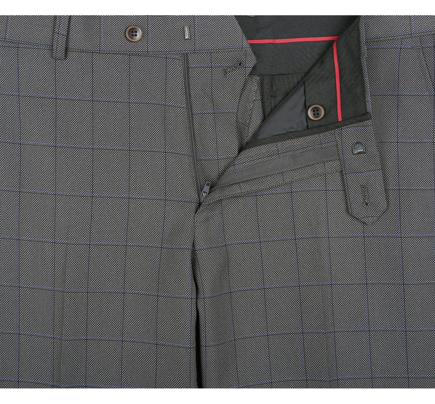 292-2 Men's Two Piece Classic Fit Windowpane Check Dress Suit - 34Sx28W