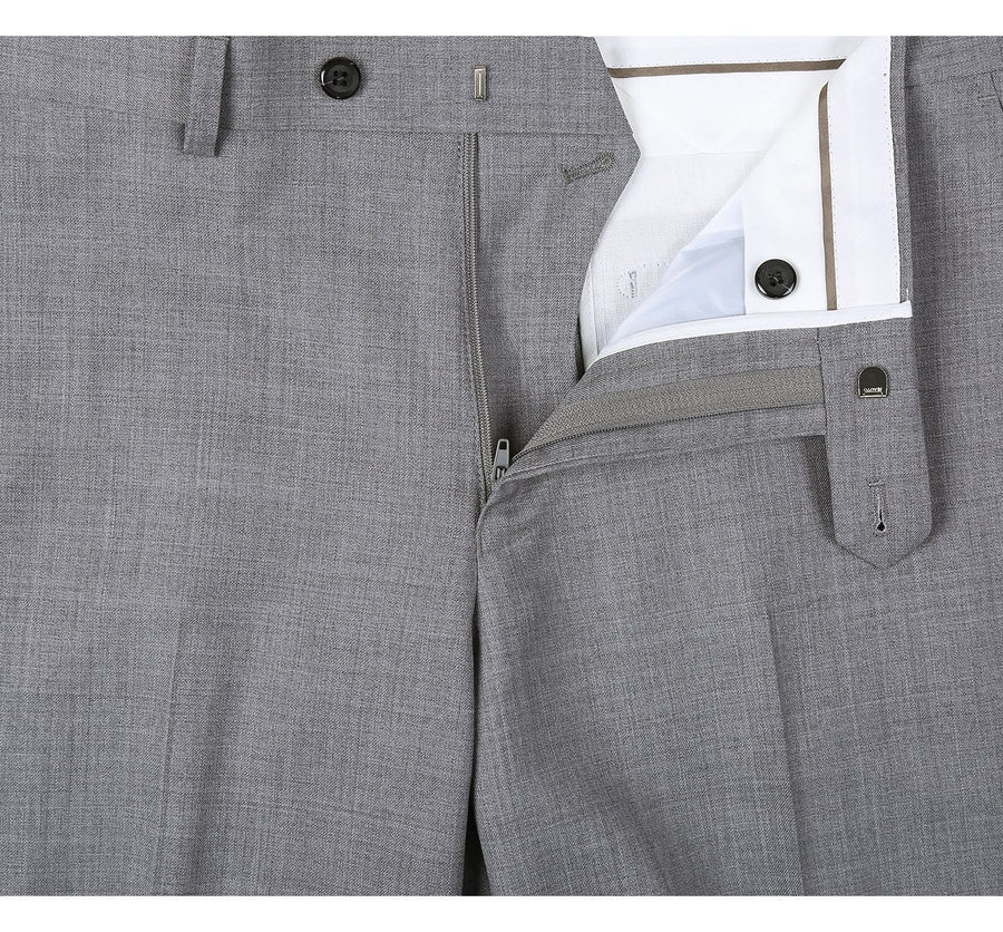 "Light Grey Slim Fit Wool Suit for Men - Basic Two Button with Optional Vest" - 34 Short