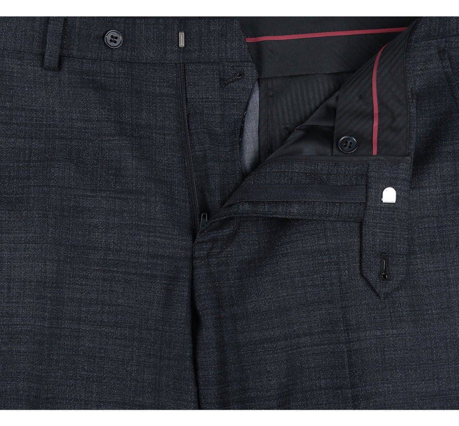 "Charcoal Grey Slim Fit Wool Suit - Men's Basic Two Button" - 34 Short