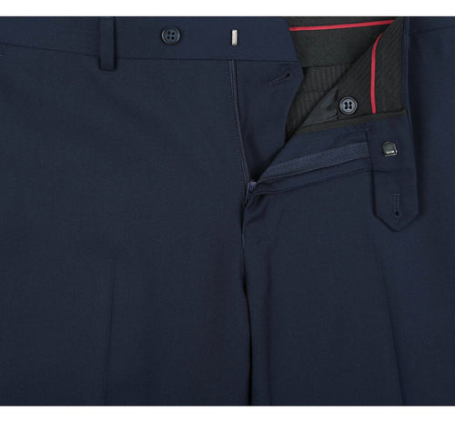 "Extra Long Two Button Men's Suit - Navy Blue, Basic Style"