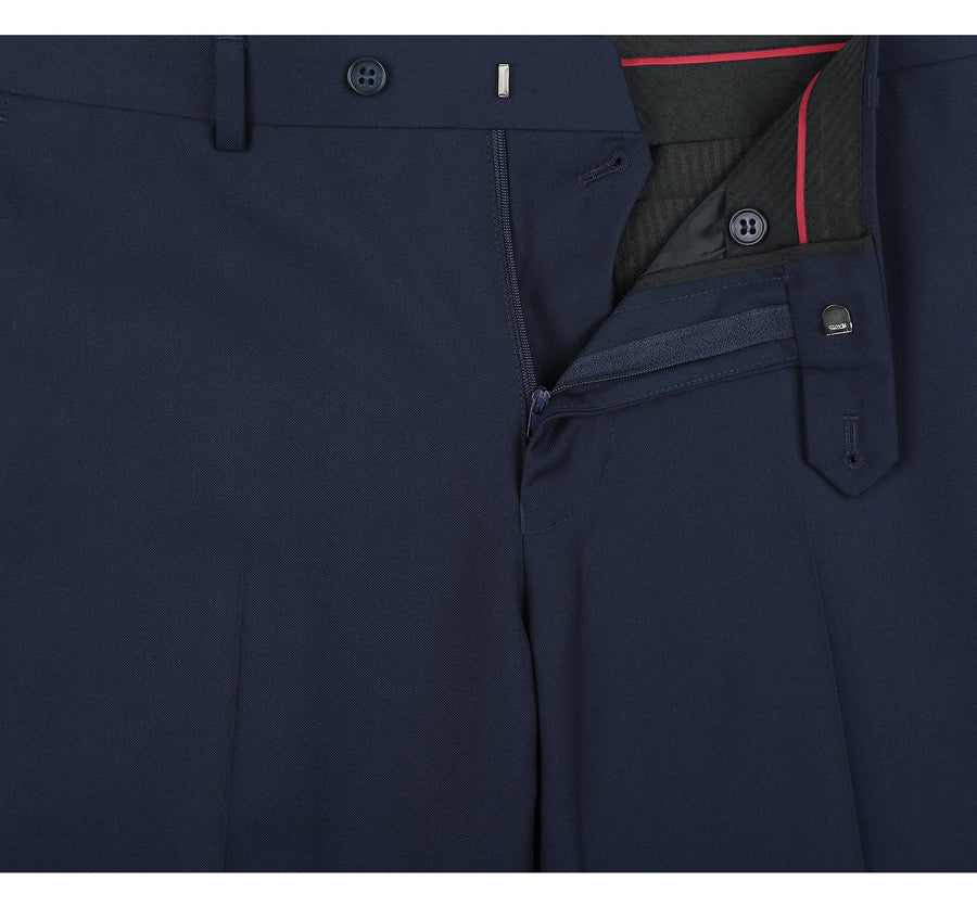 "Extra Long Two Button Men's Suit - Navy Blue, Basic Style"