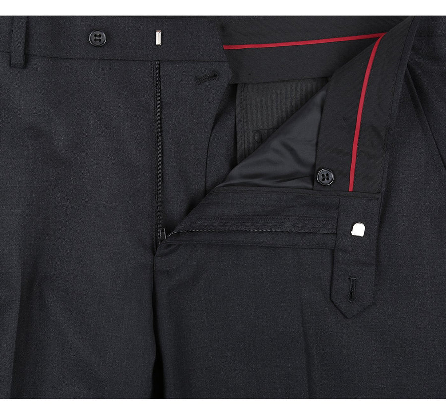 Charcoal Grey Slim Fit Wool Suit for Men - Basic Two Button Style with Optional Vest - 34 Short