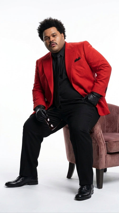 Men’s Red Blazer with Black Pants – Celebrity Inspired Wedding, Prom & Party Suit