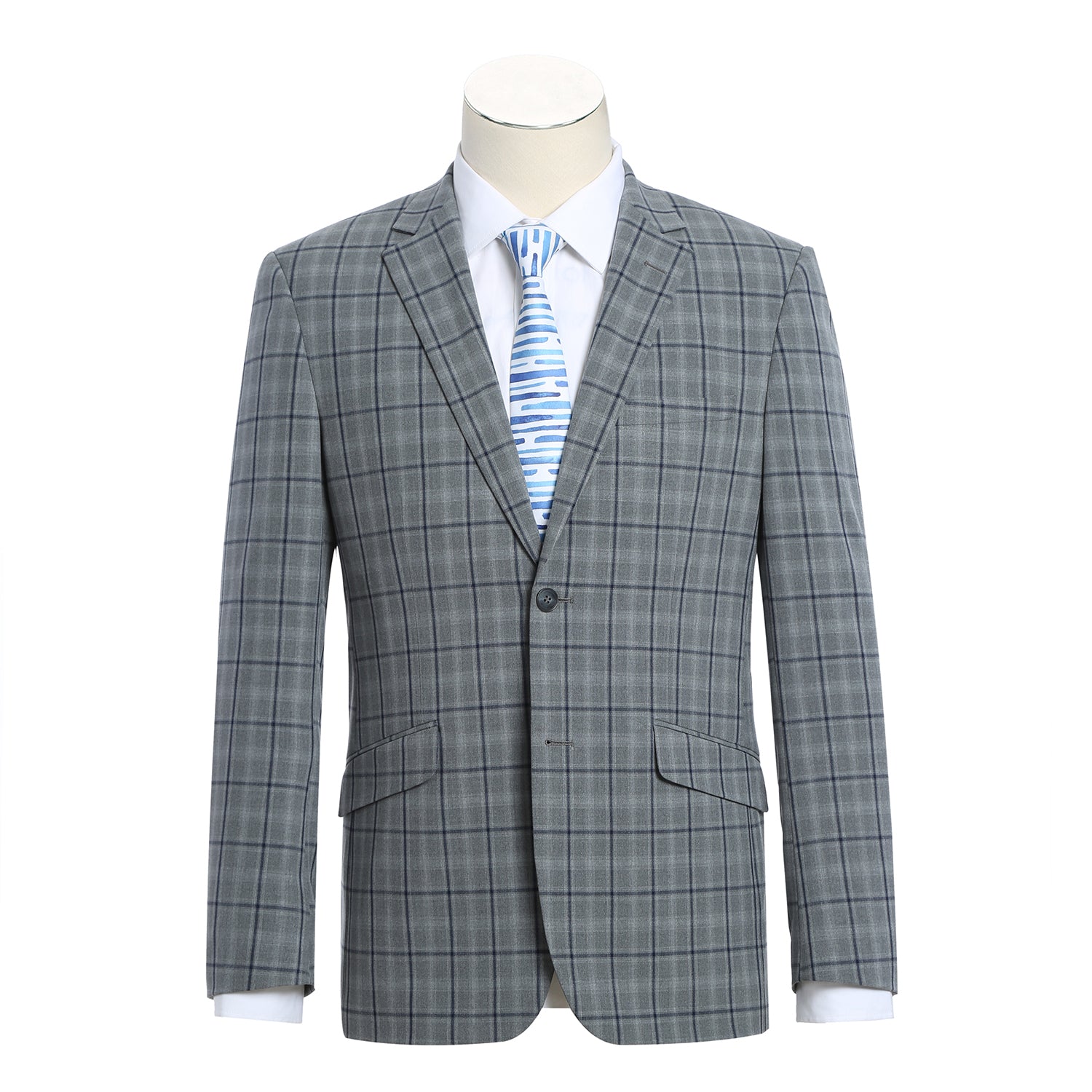 38Lx32W 293-20 Men's Slim Fit Stretch Checked Suits