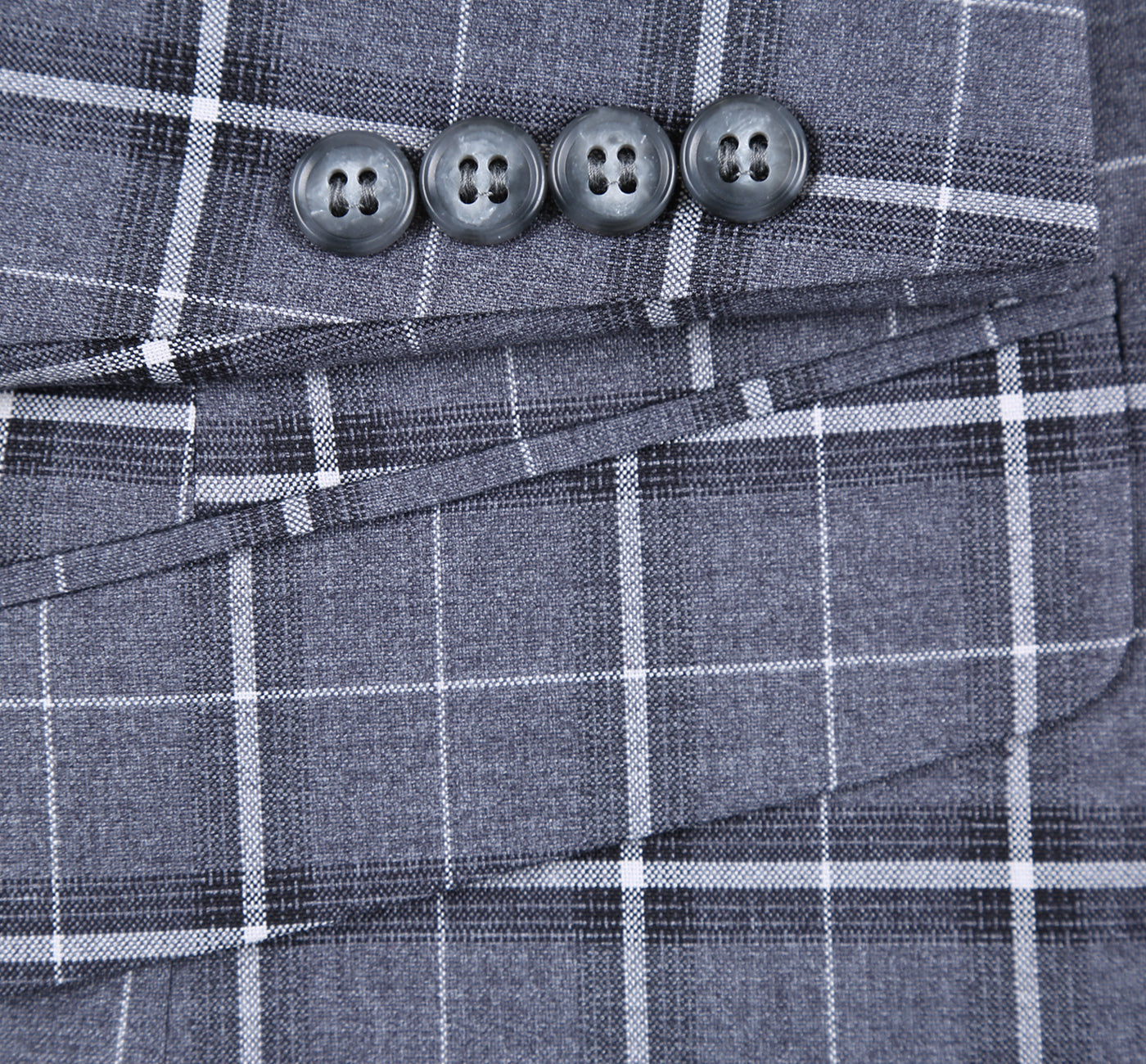 293-14 Men's Classic Fit Single Breasted Grey & White Check Suits - 38Lx32W