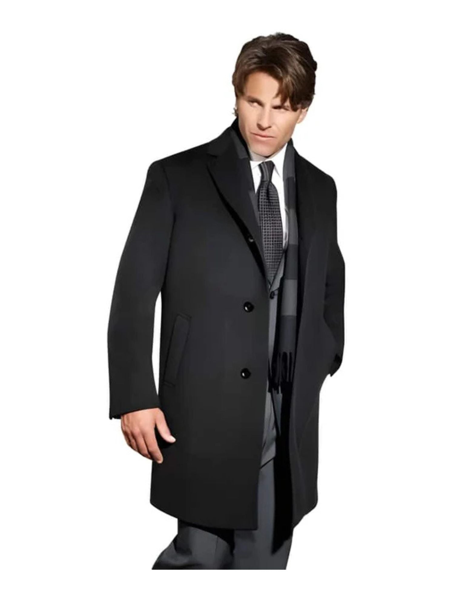 Men'S Dress Coat Charcoal Fully Lined Wool Blend Top Coat Men'S Overcoat main image 1