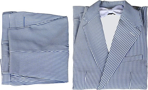 Mens Seersucker Pants - Summer Casual Pinstripe Modern Fit in Color Navy Blue