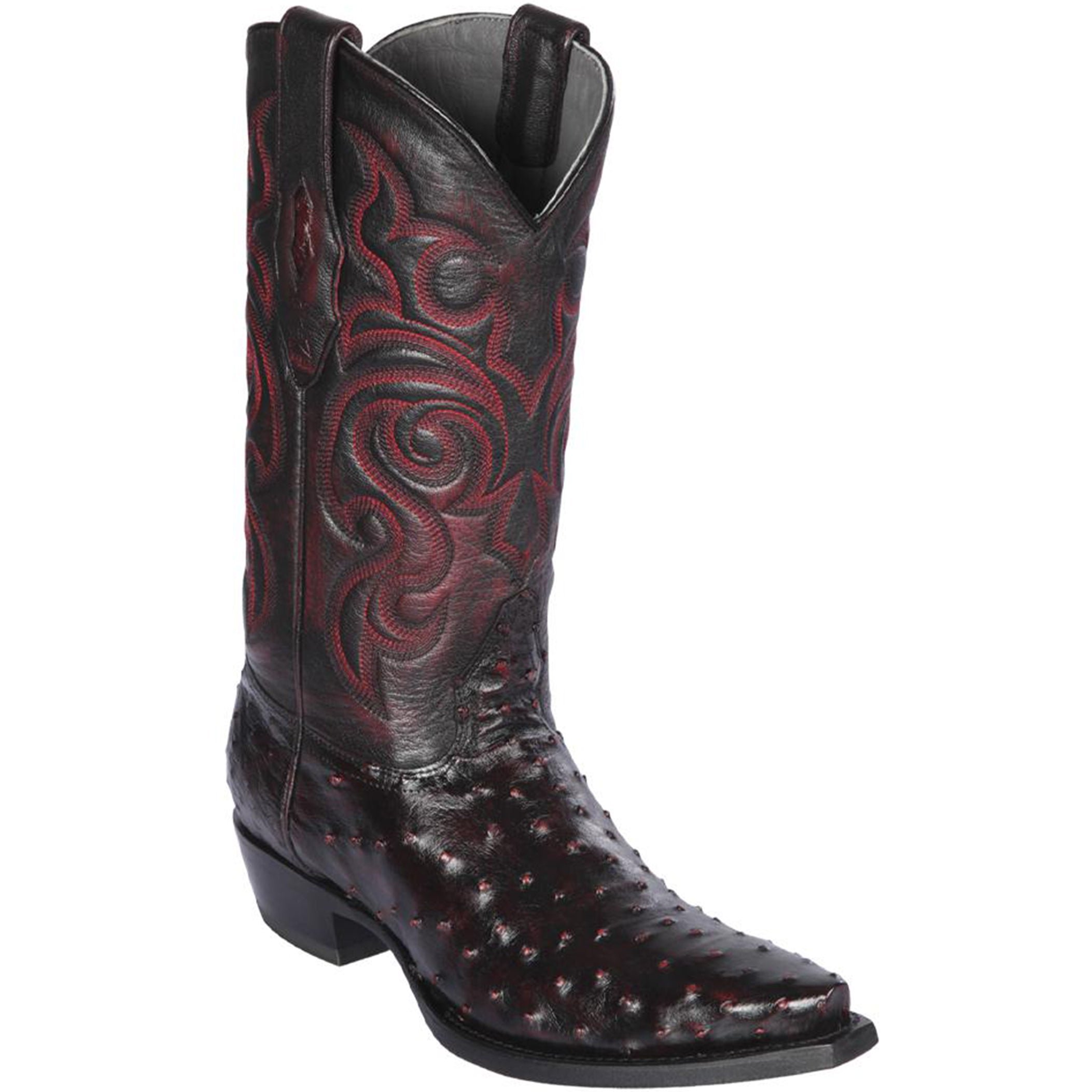 Ostrich Western Boots Black Cherry - EE