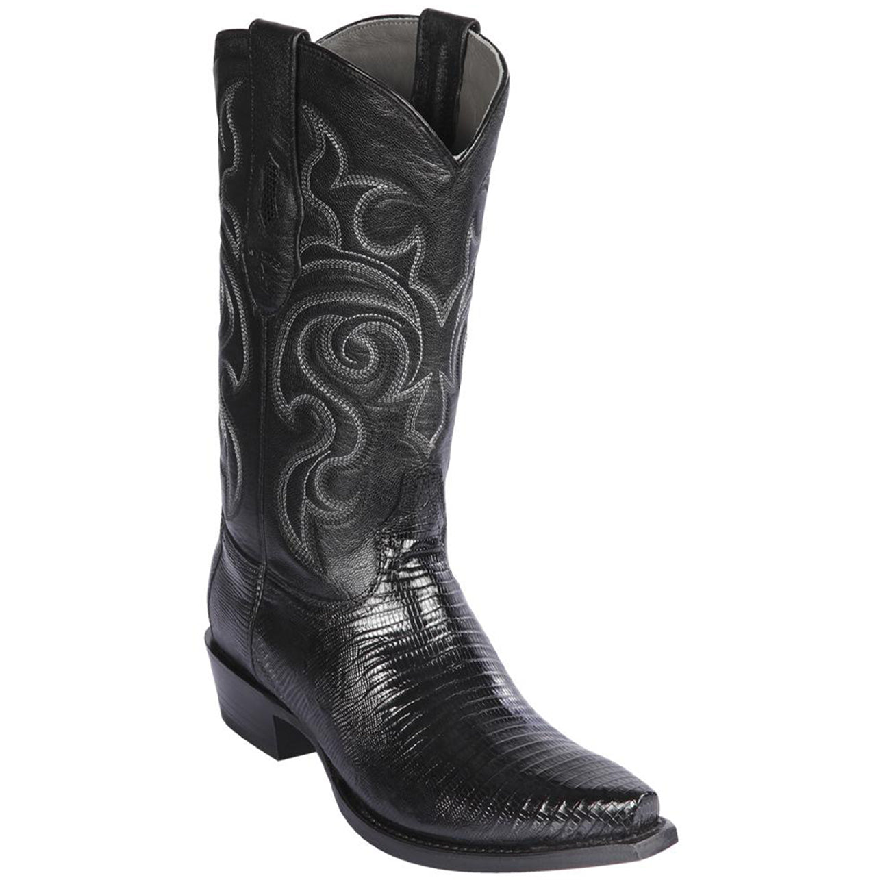 Black Lizard Cowboy Boots Snip Toe - EE