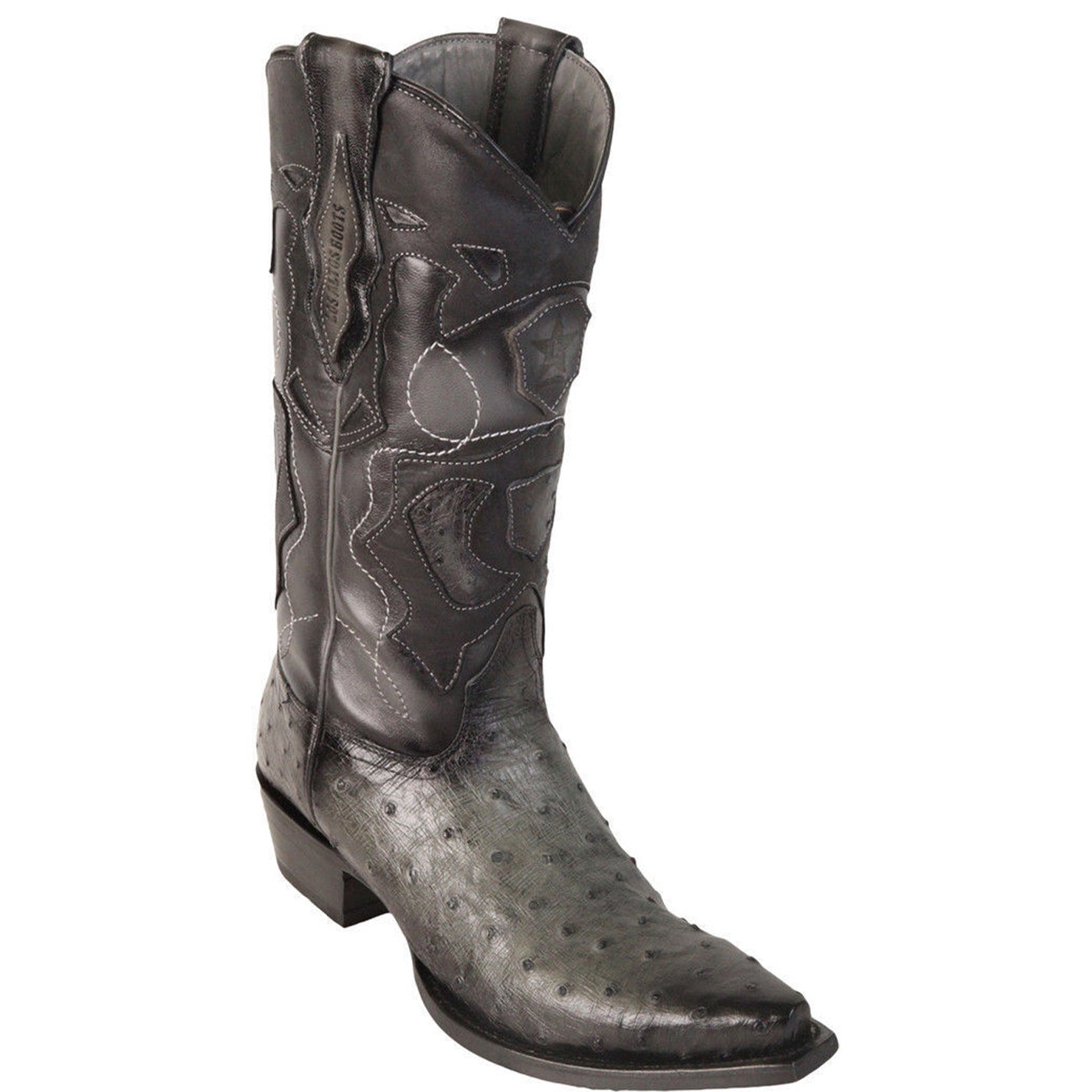 Grey Ostrich Cowboy Boots - EE
