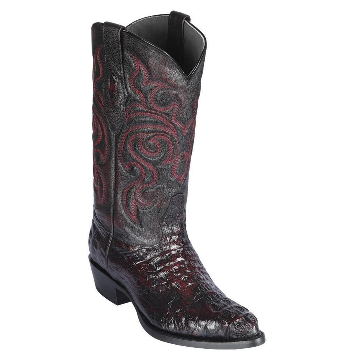 Black Cherry Hornback Caiman Cowboy Boots - EE
