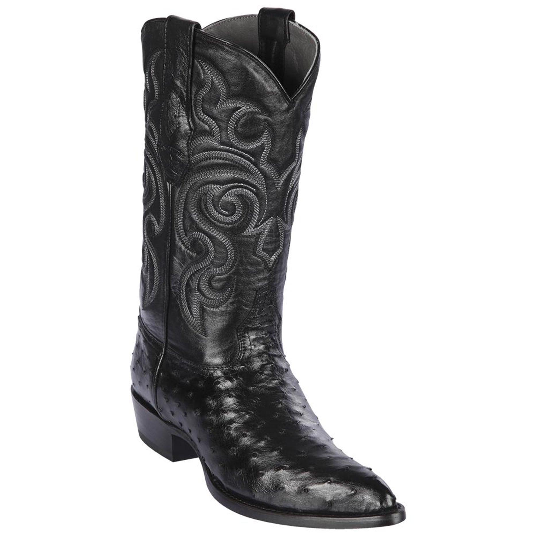 Black Ostrich Cowboy Boots - EE