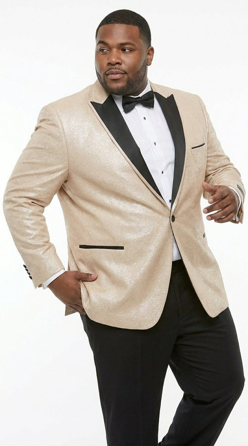 Men’s Gold Blazer with Black Lapel – Elegant Gold Formal Blazer Jacket for Wedding, Prom, Tuxedo in champagne Color