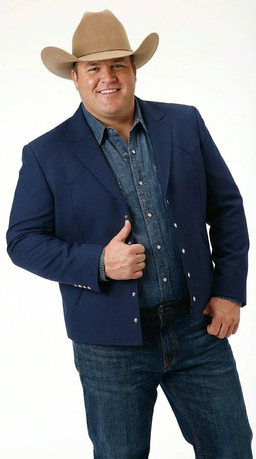 Mens Navy Blue Western Blazer Set Cowboy Style Jacket and Pants Outfit Classic Country Western Ensemble