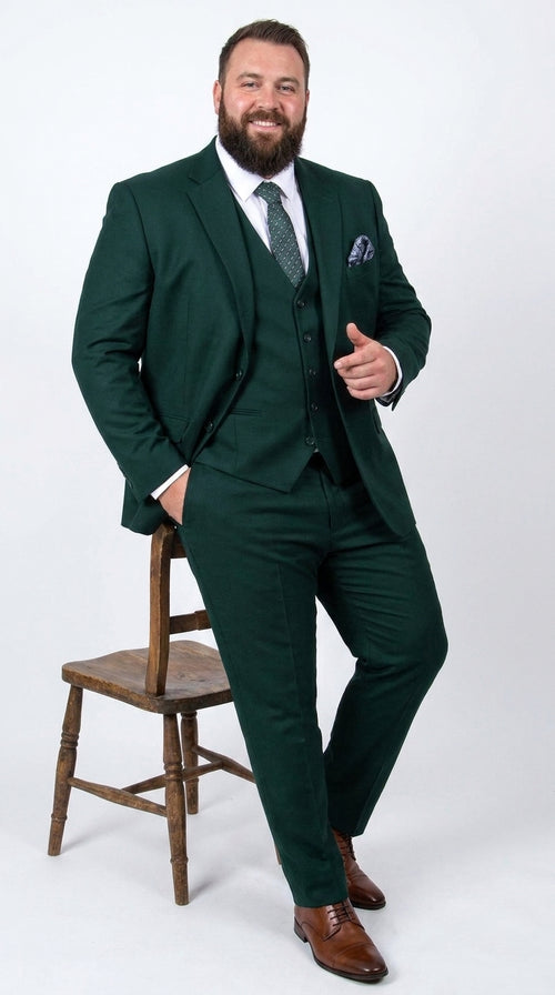Men’s Stacey Adams Designer Hunter Green 3 Piece Suit – Two Button Vested Classic Wedding, Prom & Formal Suit