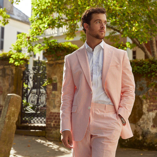 Seersucker Blazer - "Satsuma Orange" Seersucker Sport Coat Satsuma Orange Seersucker Sport Coat