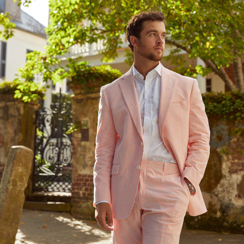 Seersucker Blazer - "Satsuma Orange" Seersucker Sport Coat Satsuma Orange Seersucker Sport Coat - 38 R