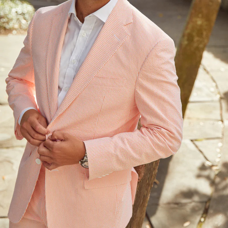 Seersucker Blazer - "Satsuma Orange" Seersucker Sport Coat Satsuma Orange Seersucker Sport Coat - 38 R